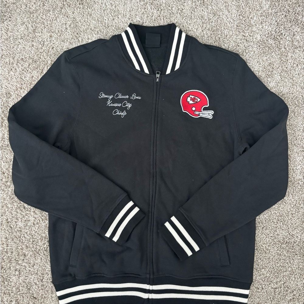 Kansas City Chiefs NFL Stoney Clover Lane Black Varsity Jacket with Logos
